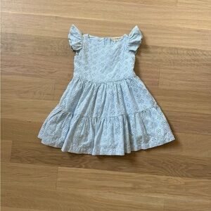 Charming Light Blue Eyelet Kids Dress 100% Cotton